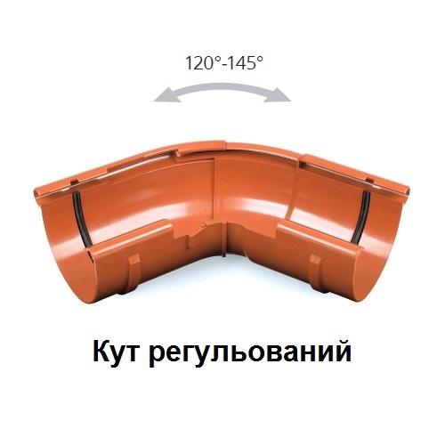 Угол желоба регулируемый наружный 120-145° BRYZA 125 мм / красный